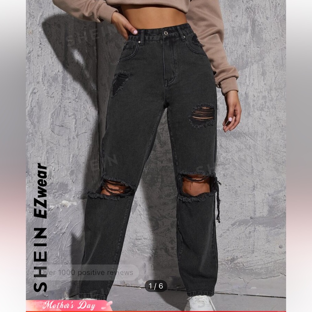 High waisted straight leg jean